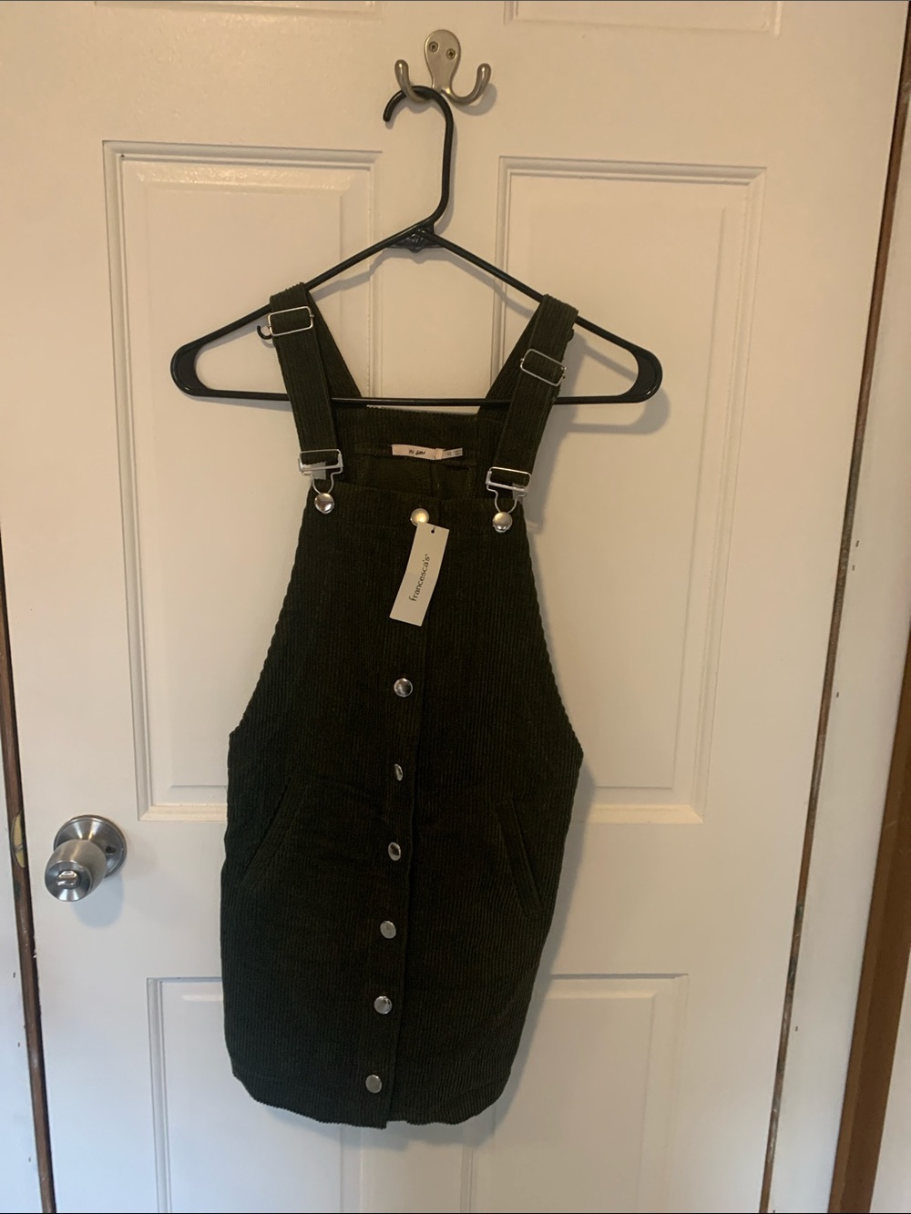 miami Olive Green Corduroy Overall Mini Dress